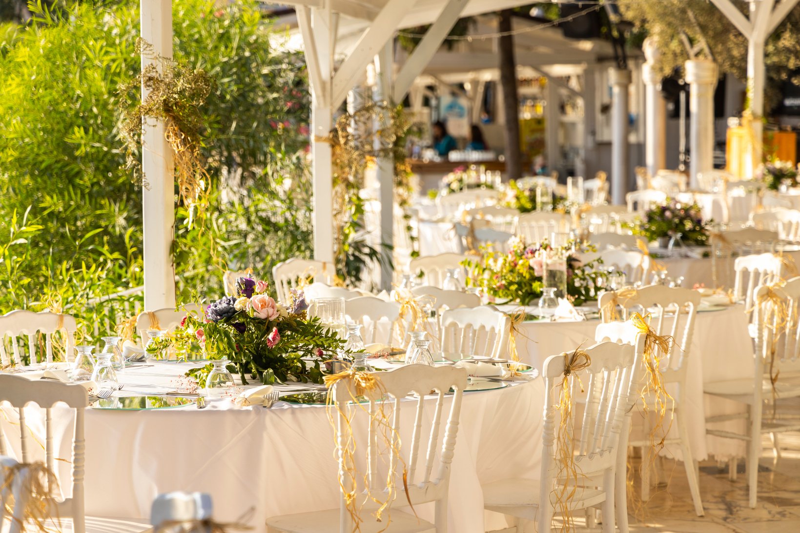 White Table Cloth With White Table Cloth and Chairs